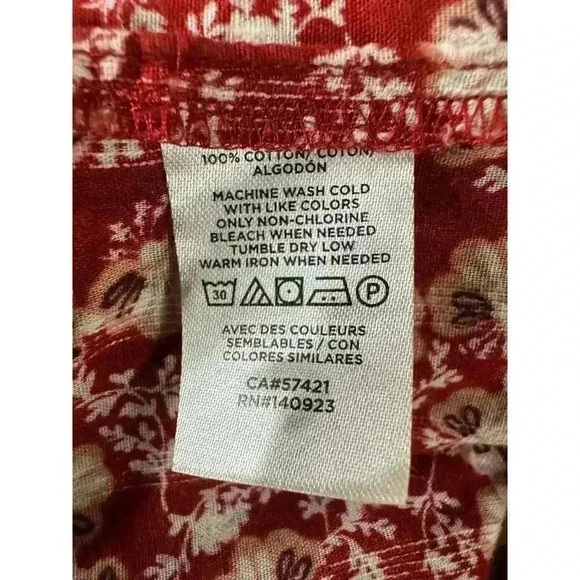 Ann Taylor Loft Long sleeve, button down, floral print, burgundy Prairie Top  M - Picture 9 of 10